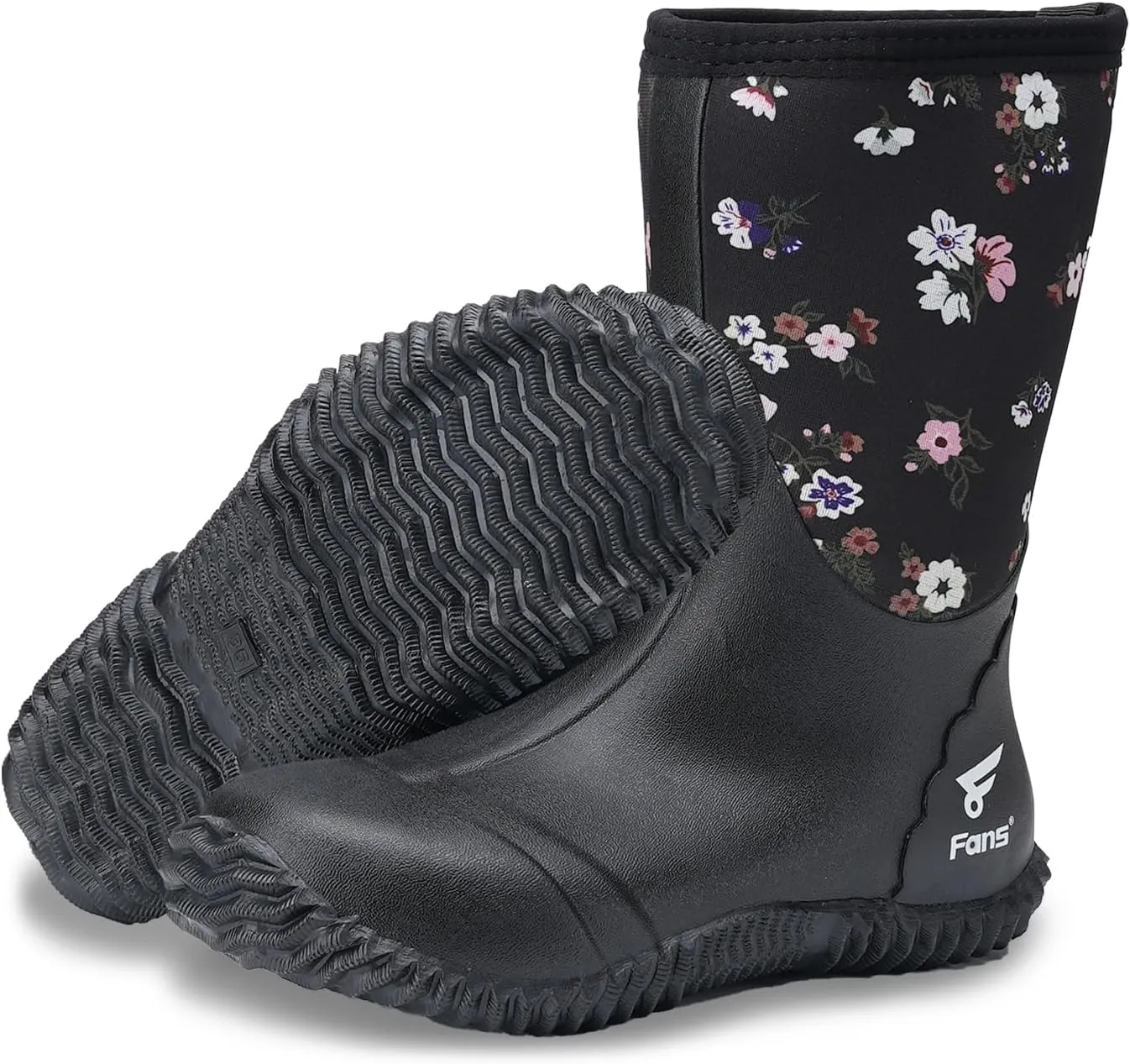 8 Fans Rubber Boots for Women,Waterproof Rain Boots,Lightweight Durable Work Boots for Fishing Farming Gardening