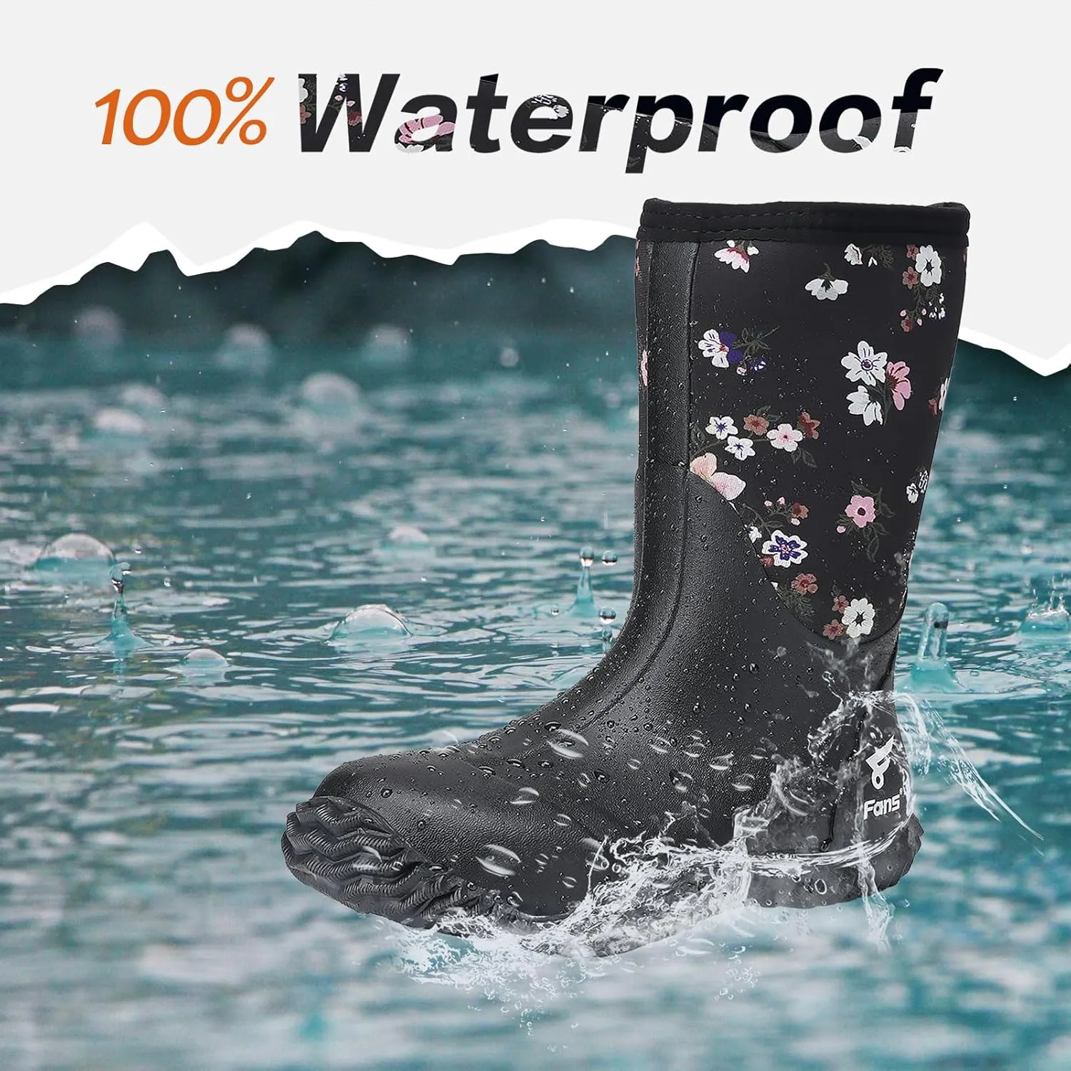 8 Fans Rubber Boots for Women,Waterproof Rain Boots,Lightweight Durable Work Boots for Fishing Farming Gardening