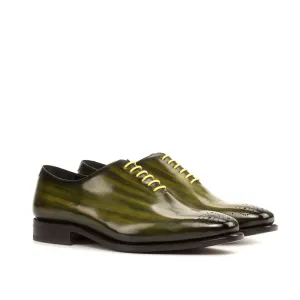 Ambrogio Bespoke Men's Handmade Custom Made Shoes Khaki Green Patina Leather Dress Oxfords (AMB1307)