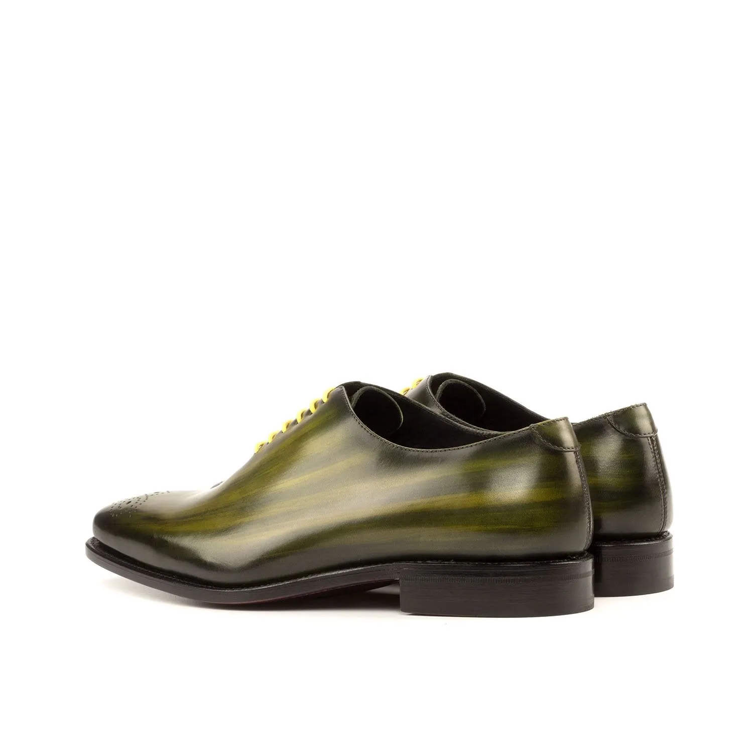 Ambrogio Bespoke Men's Handmade Custom Made Shoes Khaki Green Patina Leather Dress Oxfords (AMB1307)