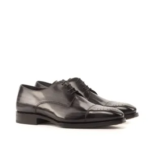 Ambrogio Bespoke Men's Handmade Custom Shoes Gray Patina Leather Derby Oxfords (AMB1736)