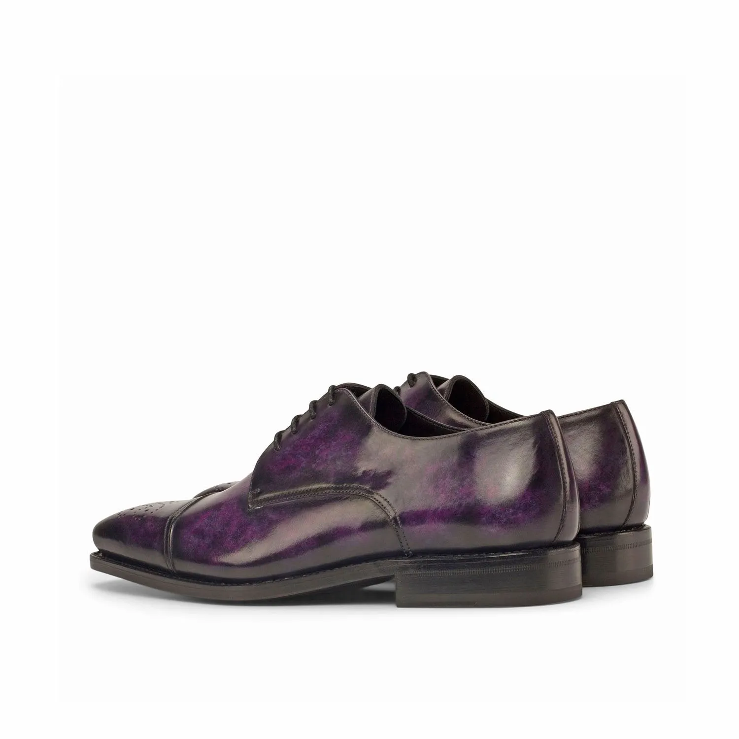 Ambrogio Bespoke Men's Handmade Custom Shoes Purple Patina Leather Derby Oxfords (AMB1465)
