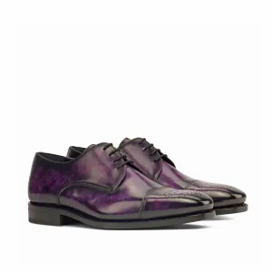 Ambrogio Bespoke Men's Handmade Custom Shoes Purple Patina Leather Derby Oxfords (AMB1465)