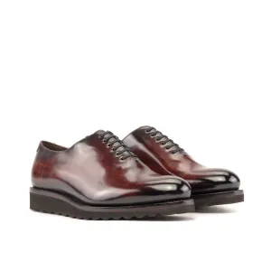 Ambrogio Bespoke Men's Shoes Burgundy Patina Leather Whole-Cut Oxfords (AMB2369)