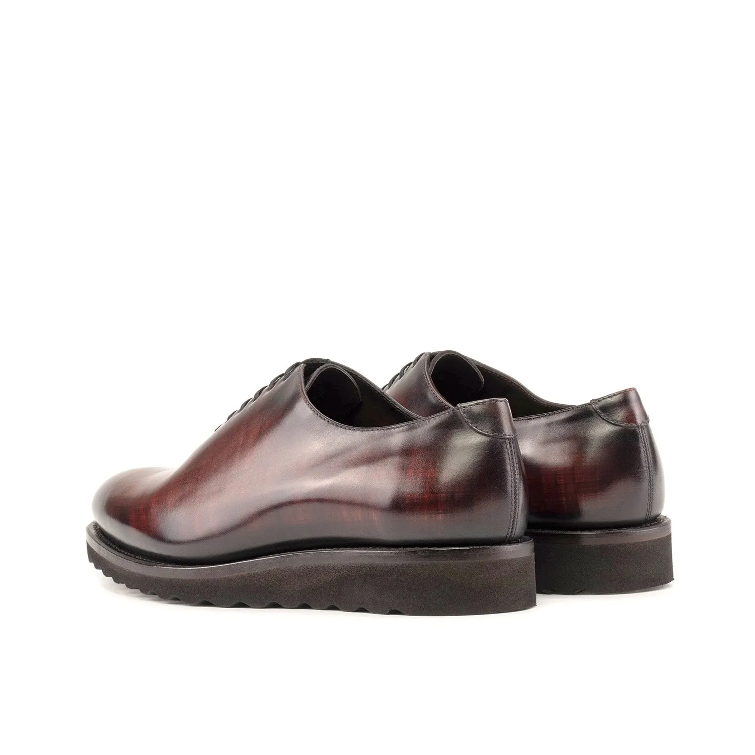 Ambrogio Bespoke Men's Shoes Burgundy Patina Leather Whole-Cut Oxfords (AMB2369)