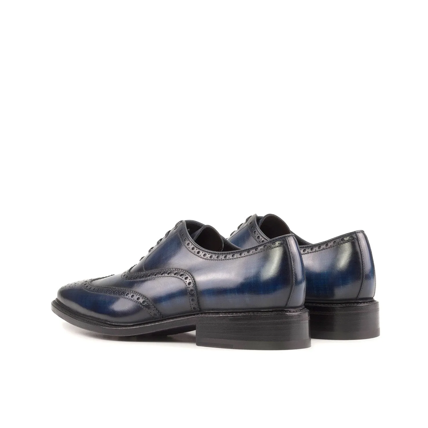 Ambrogio Bespoke Men's Shoes Denim Patina Leather Wingtip Oxfords (AMB2364)