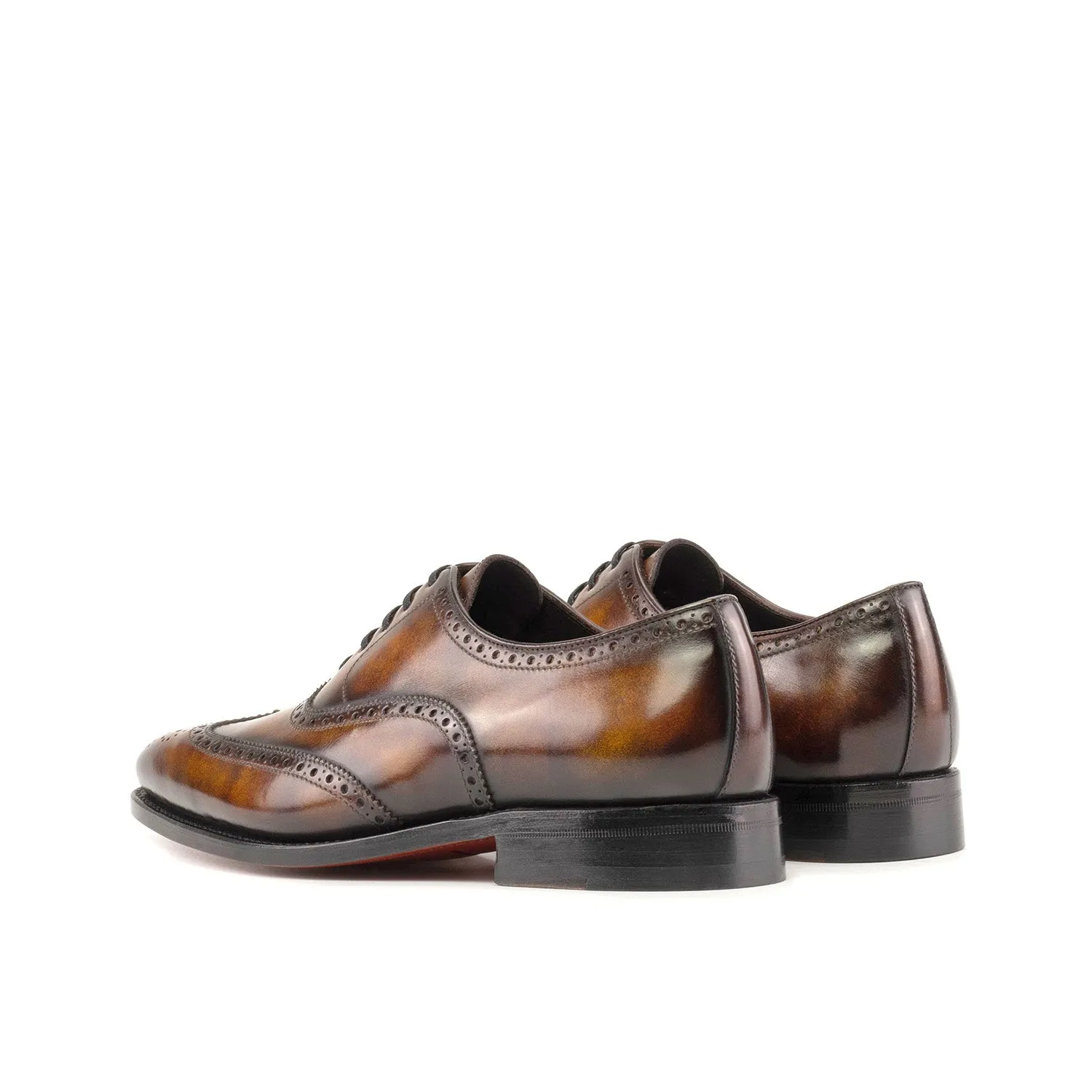 Ambrogio Bespoke Men's Shoes Fire Patina Leather Wingtip Oxfords (AMB2374)