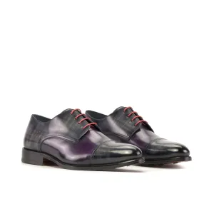 Ambrogio Bespoke Men's Shoes Gray & Purple Patina Leather Derby Oxfords (AMB2424)