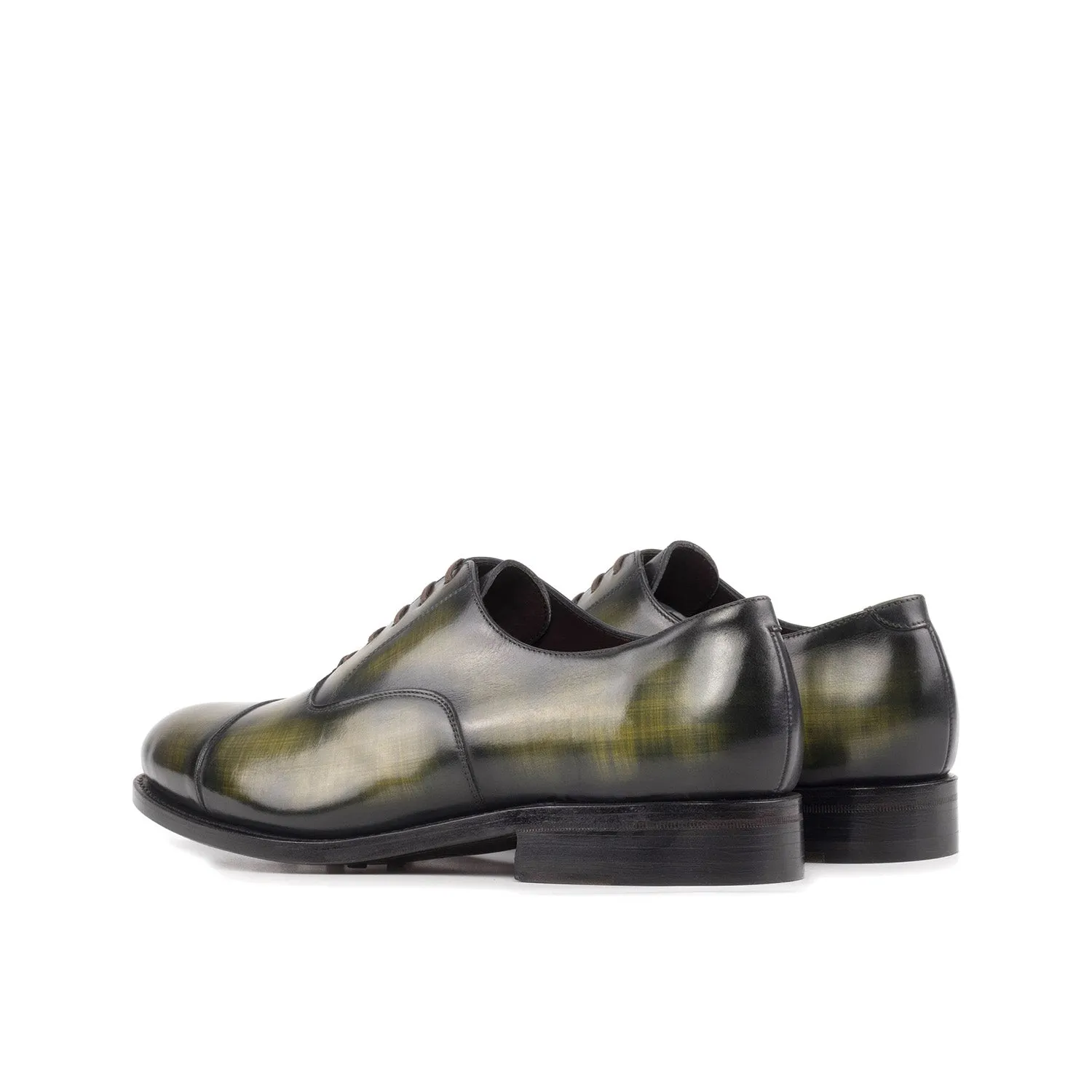 Ambrogio Bespoke Men's Shoes Khaki Patina Leather Cap-Toe Oxfords (AMB2411)