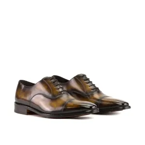 Ambrogio Bespoke Men's Shoes Tobacco Patina Leather Oxfords (AMB2344)