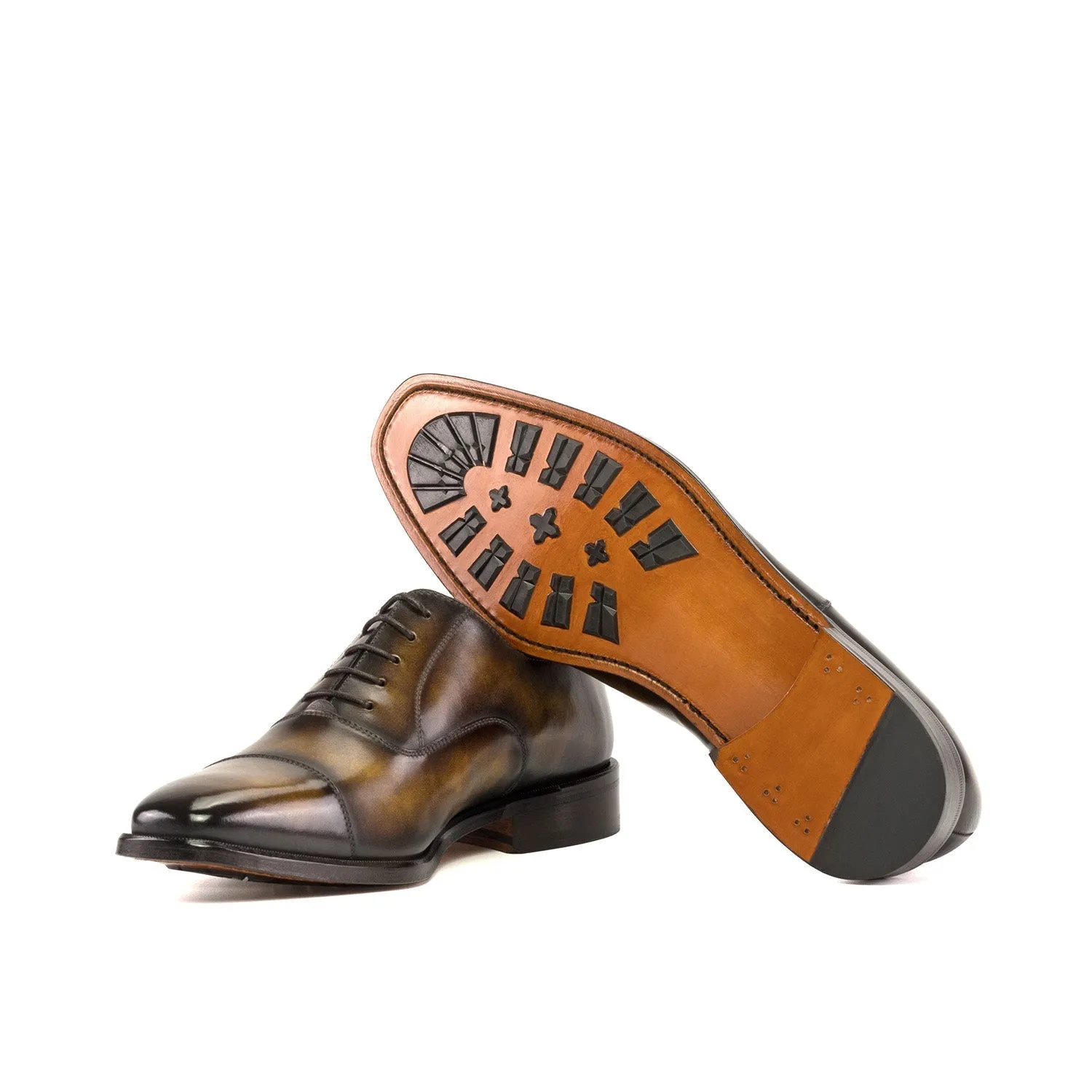 Ambrogio Bespoke Men's Shoes Tobacco Patina Leather Oxfords (AMB2344)