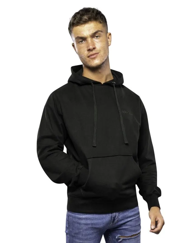 Antonio Falcone Tonal Embroidery Long Sleeve Hooded Sweatshirt Black
