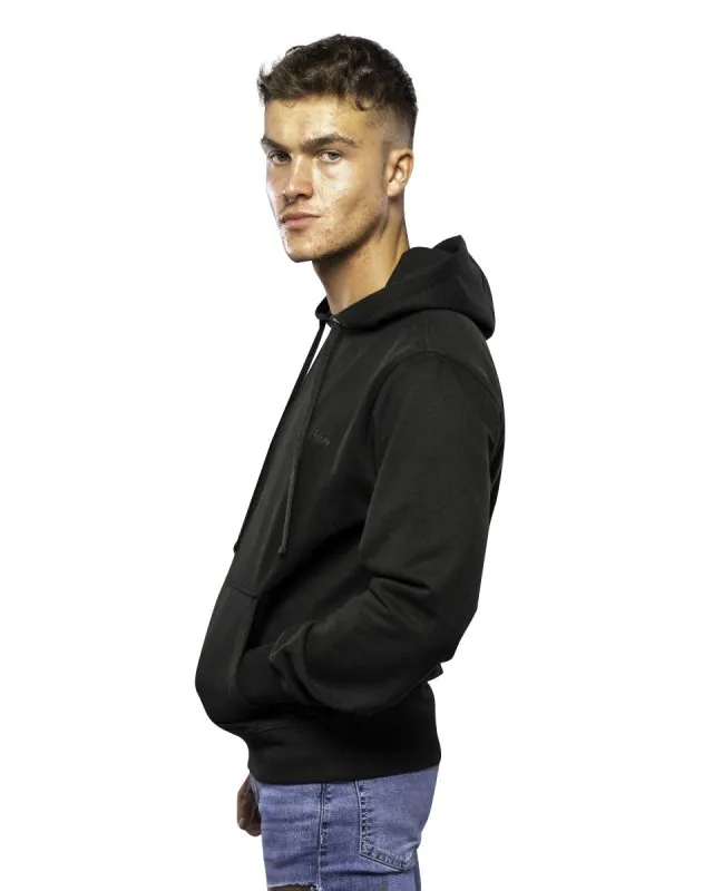 Antonio Falcone Tonal Embroidery Long Sleeve Hooded Sweatshirt Black