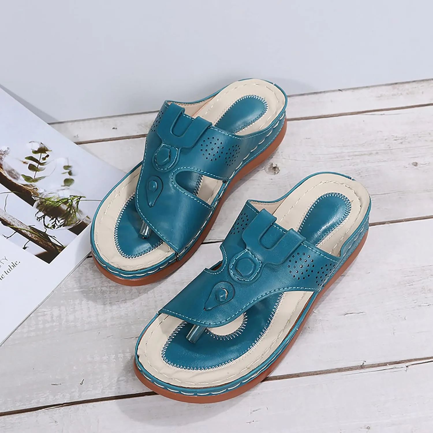 Arch Support Flip Flops for Women Orthopedic Recovery Sandals Comfortable Walking Shoes Summer Beach Casual Lightweight Yoga Mat Cushion Thong Sandals