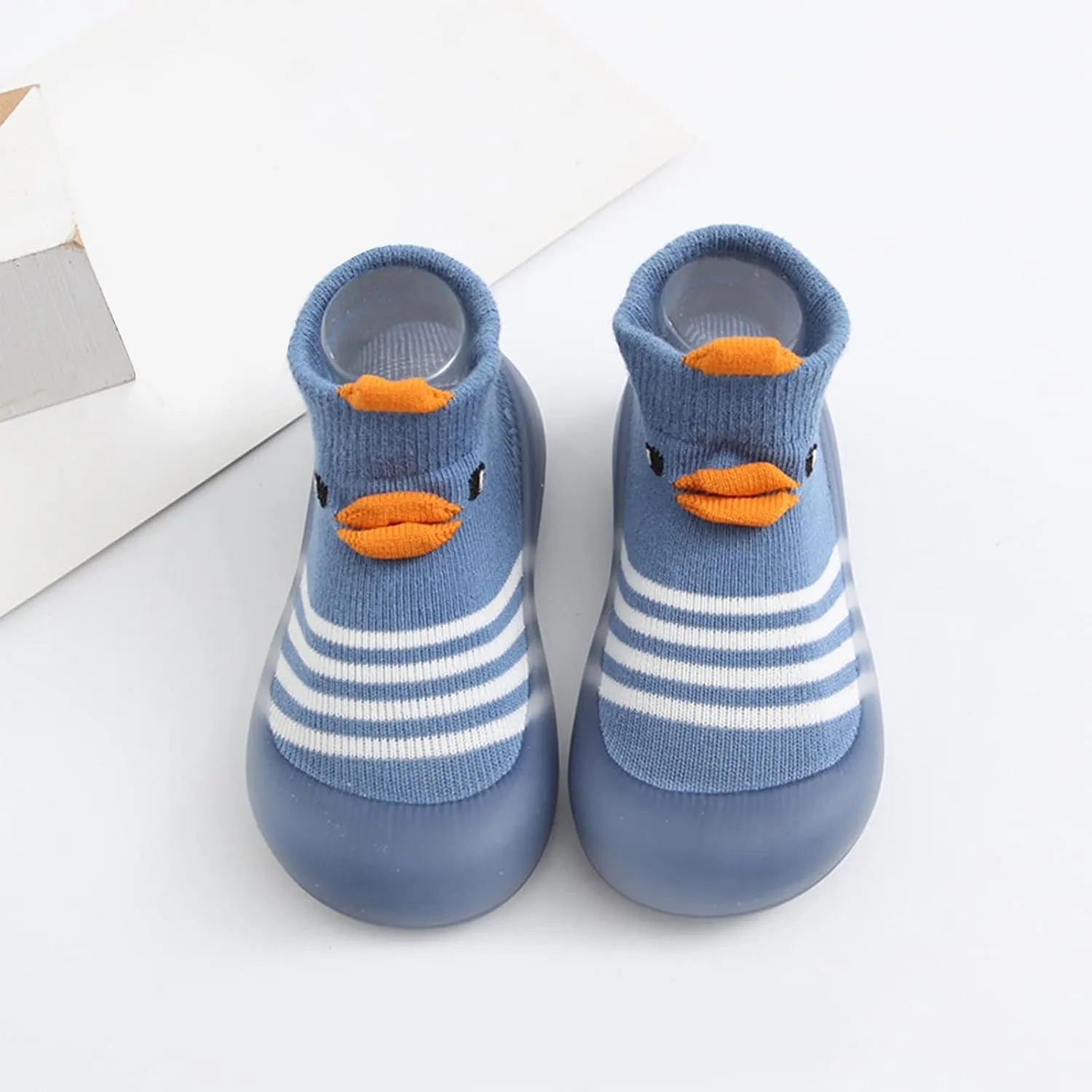 Baby Light up Children Todller Shoes Baby Boys and Girls Non Slip Flat Socks Shoes Lightweight Comfortable Cute Cartoon Duck Bear Pattern Toddler Canvas Shoes