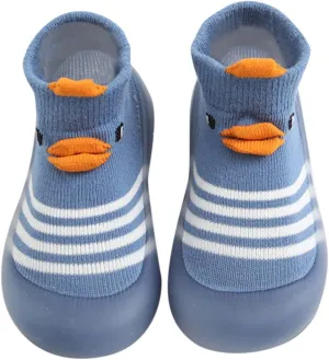Baby Light up Children Todller Shoes Baby Boys and Girls Non Slip Flat Socks Shoes Lightweight Comfortable Cute Cartoon Duck Bear Pattern Toddler Canvas Shoes
