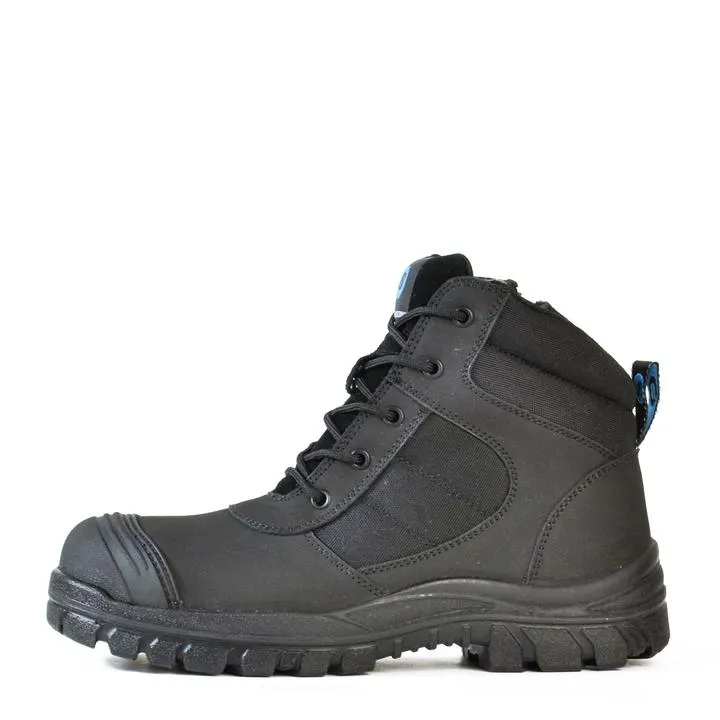 Bata Zippy Zip/Lace Safety Black Boot - 804-66641