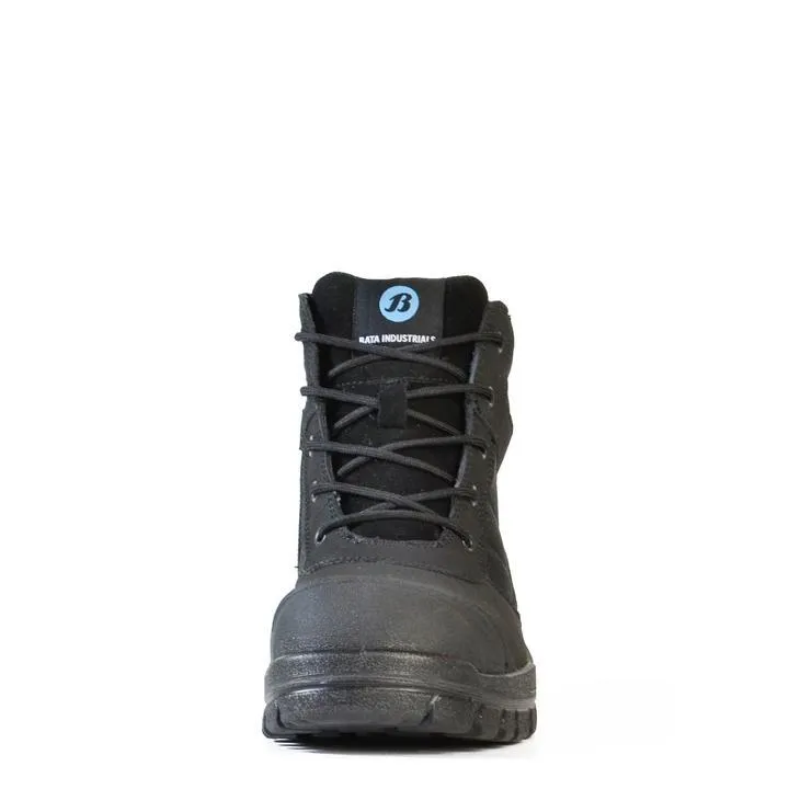 Bata Zippy Zip/Lace Safety Black Boot - 804-66641