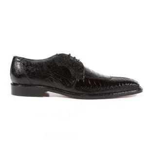 Belvedere Designer Shoes Men's Siena Ostrich Black Oxfords (BV1002)