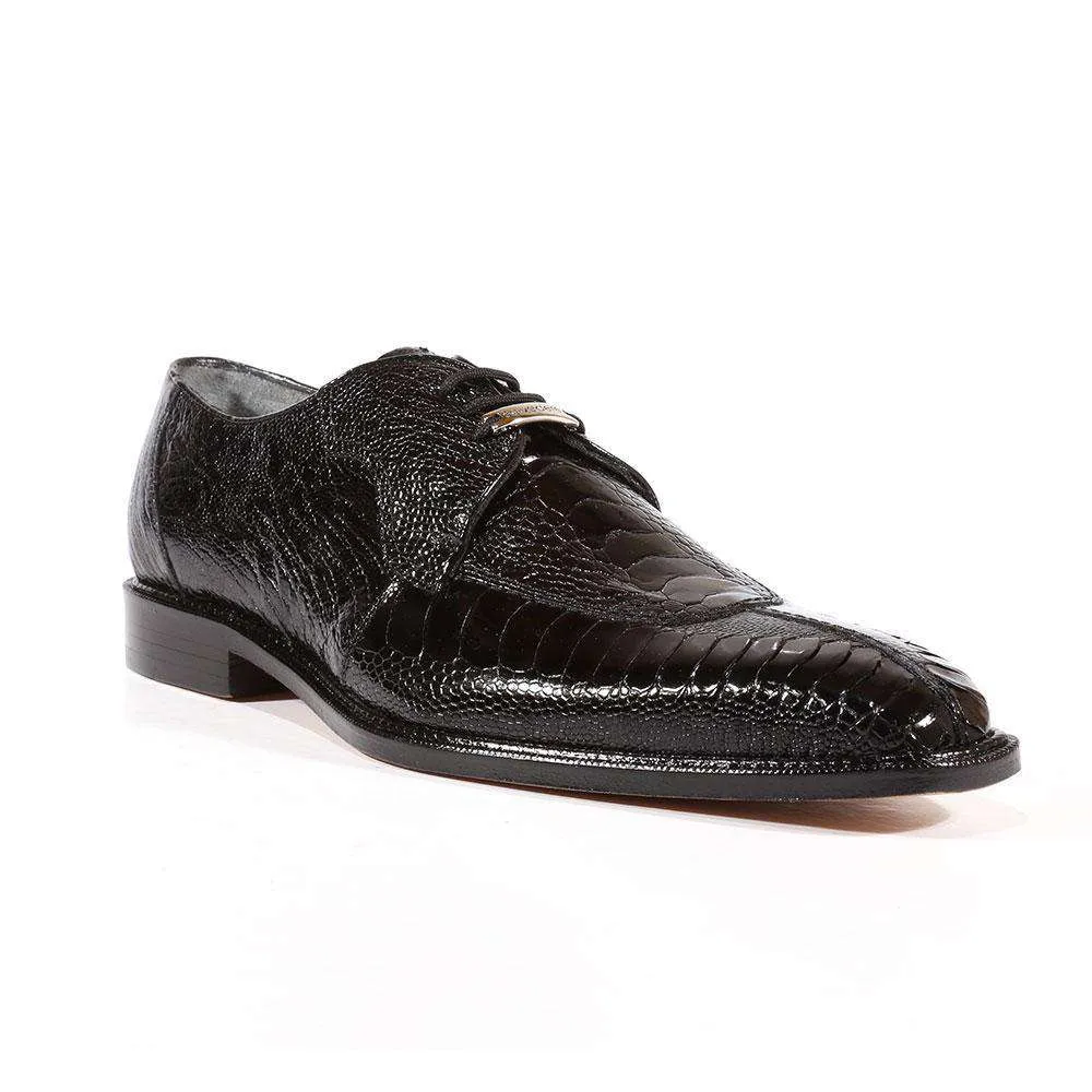 Belvedere Designer Shoes Men's Siena Ostrich Black Oxfords (BV1002)