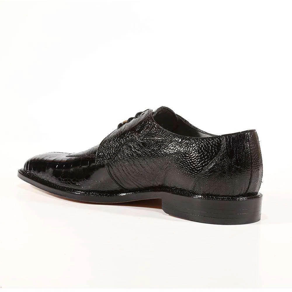 Belvedere Designer Shoes Men's Siena Ostrich Black Oxfords (BV1002)