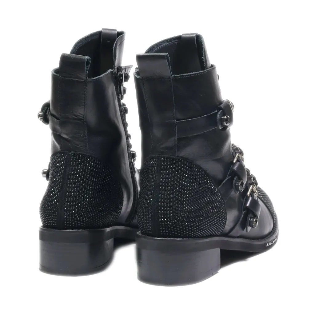 Bergal Ankle Boots Leather Black Colour For Women