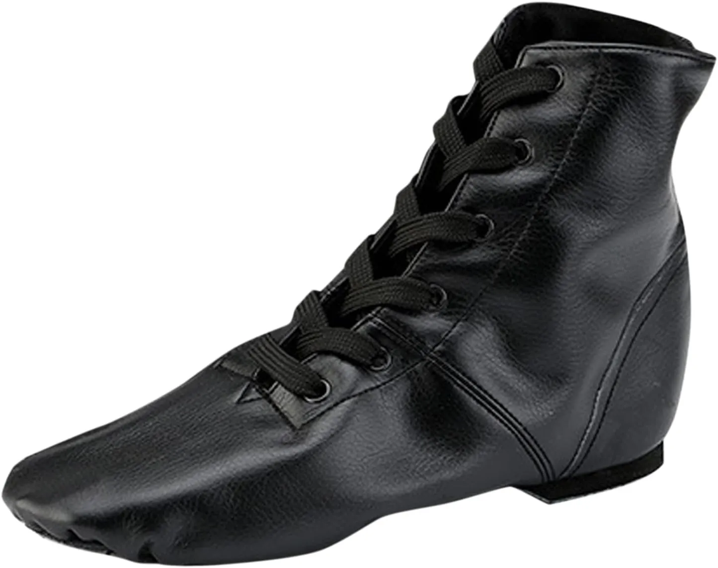 Black Split Sole Jazz Boots Soft PU Upper Leather Dancing Shoes for Girls Boys (Toddler/Little Kid/Big Kid) Sandals