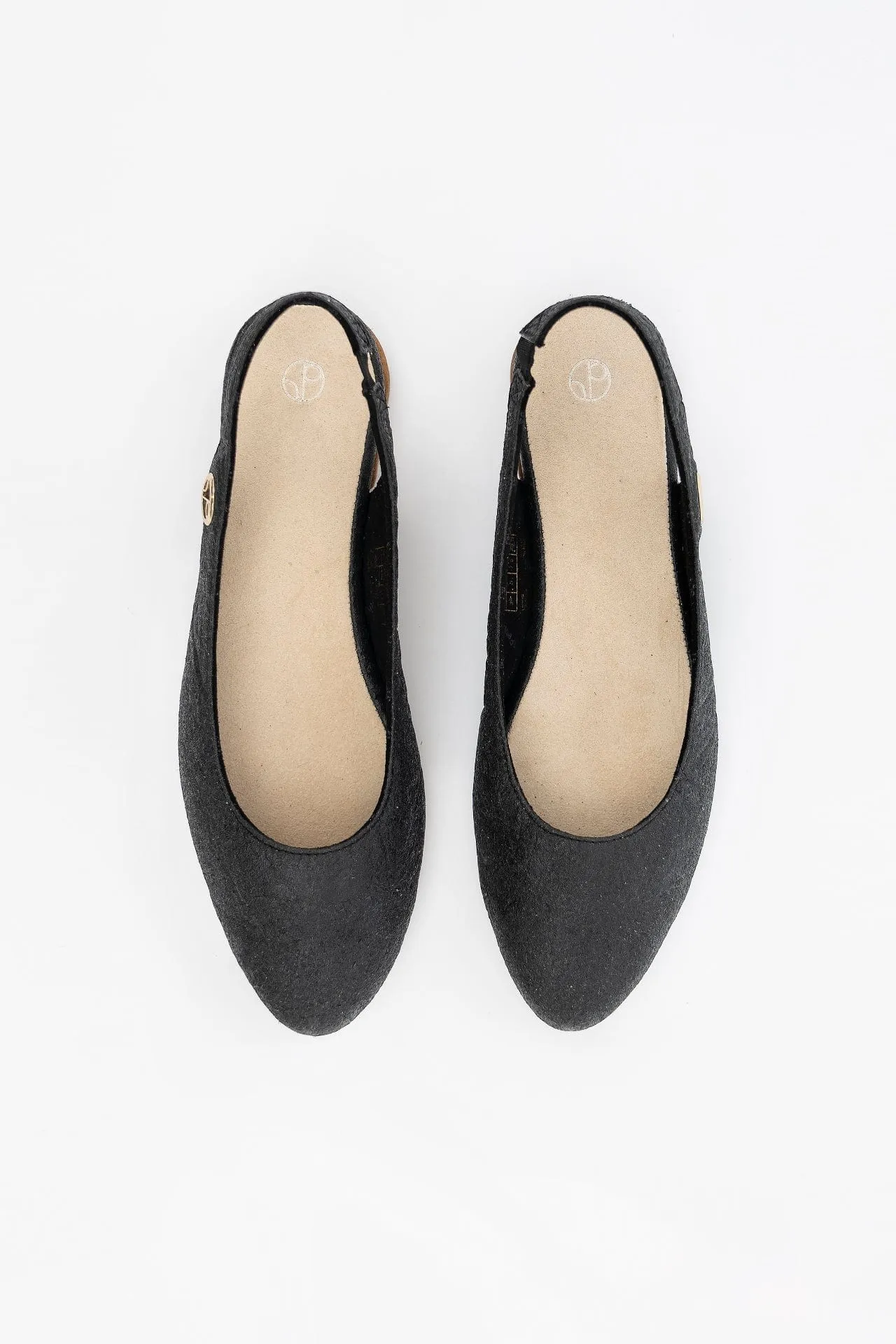 Cannes Piñatex® Vegan Leather Sling Back Flats | Charcoal