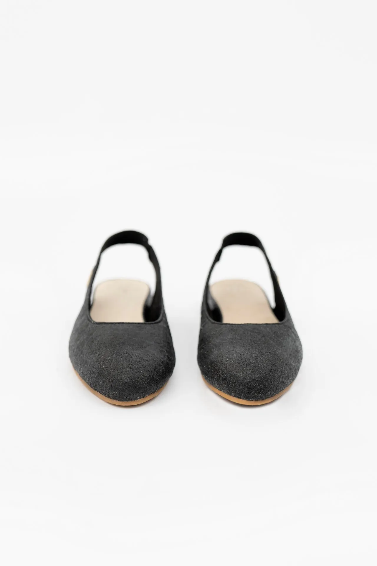 Cannes Piñatex® Vegan Leather Sling Back Flats | Charcoal