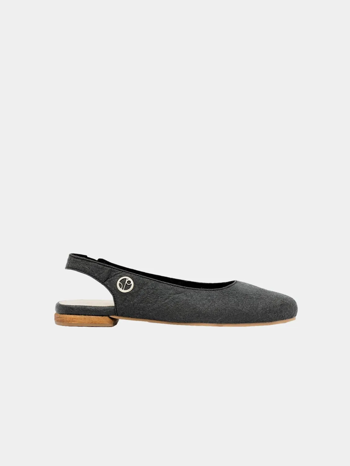 Cannes Piñatex® Vegan Leather Sling Back Flats | Charcoal