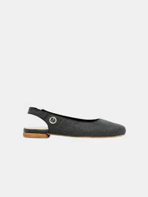 Cannes Piñatex® Vegan Leather Sling Back Flats | Charcoal