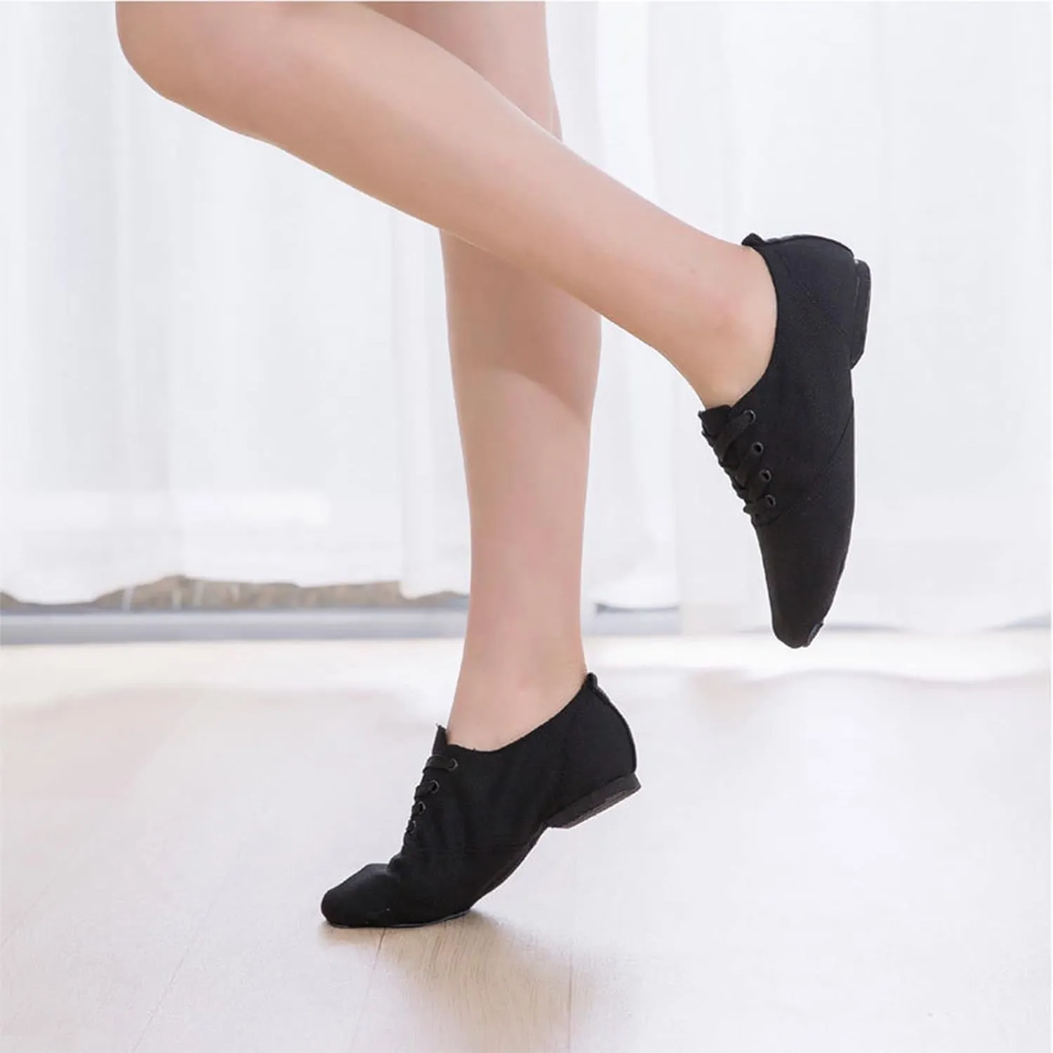 Canvas Jazz Boots for Girls Ankle Boots Lace-up Dancing Sneakers for Boys Split-Sole Dance Shoes Ballet Performance