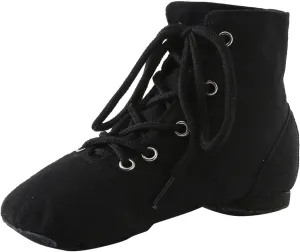 Canvas Jazz Boots for Girls Ankle Boots Lace-up Dancing Sneakers for Boys Split-Sole Dance Shoes Ballet Performance