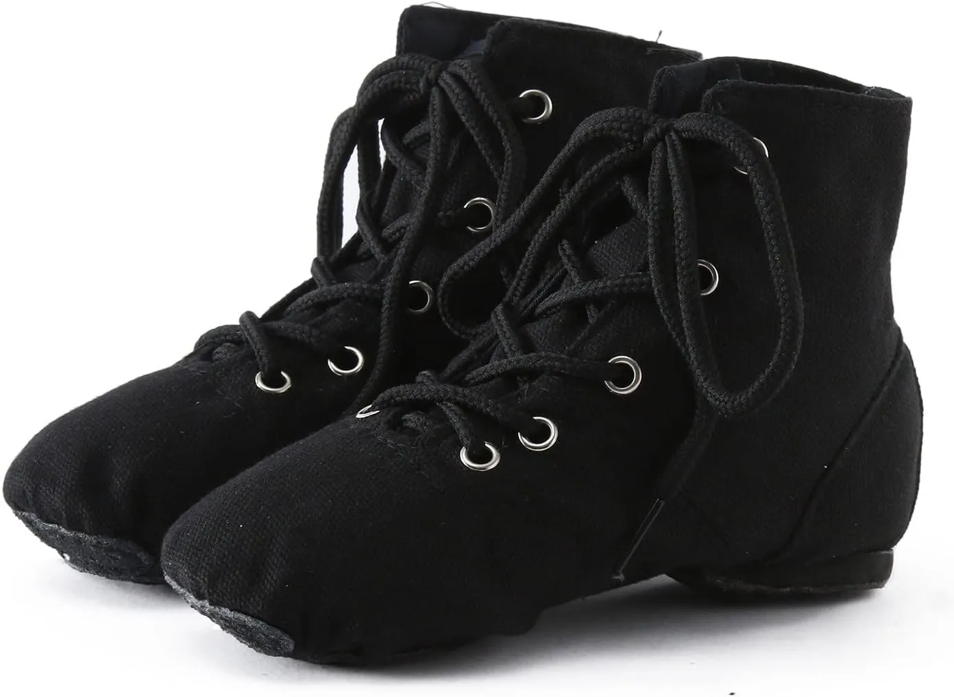 Canvas Jazz Boots for Girls Ankle Boots Lace-up Dancing Sneakers for Boys Split-Sole Dance Shoes Ballet Performance