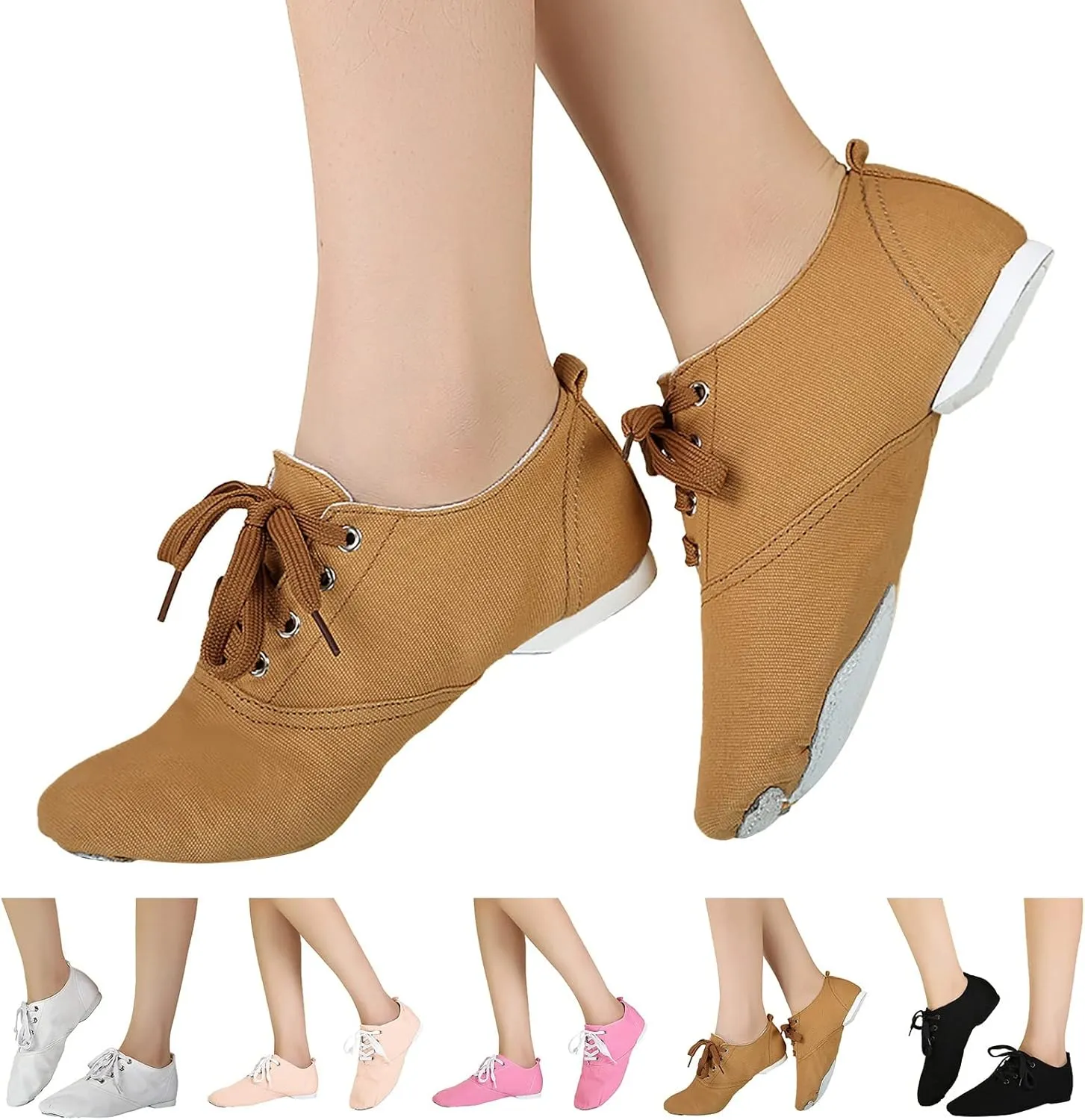 Canvas Jazz Shoes for Girls and Boys Slip-On Dance Shoes Kids Toddler Split Sole Flat Heel Training Shoes