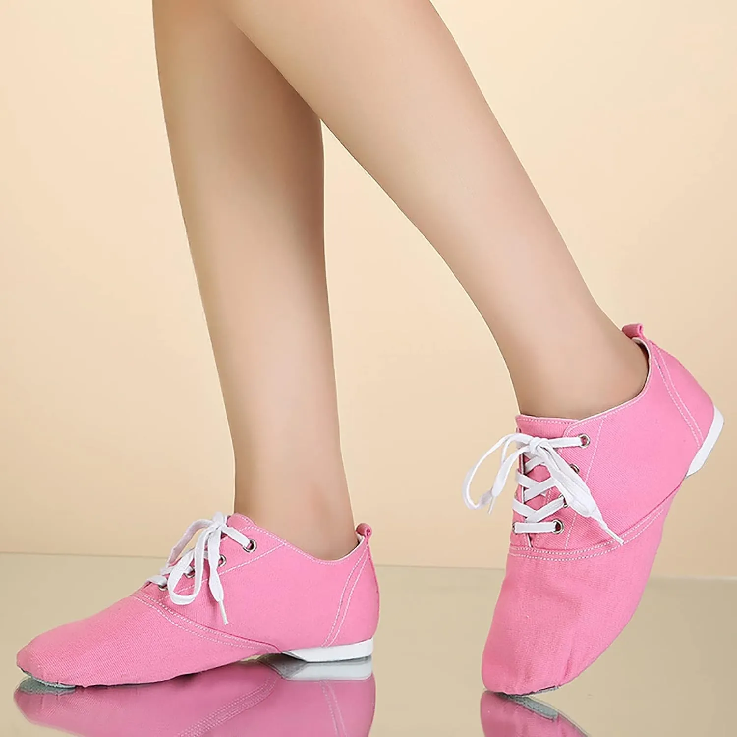 Canvas Jazz Shoes for Girls and Boys Slip-On Dance Shoes Kids Toddler Split Sole Flat Heel Training Shoes