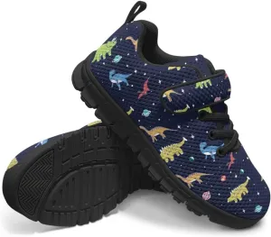 Children's Dinosaur School Sneaker Running Barefoot Shoes Lace Up Hiking Sneakers for Boys Girls