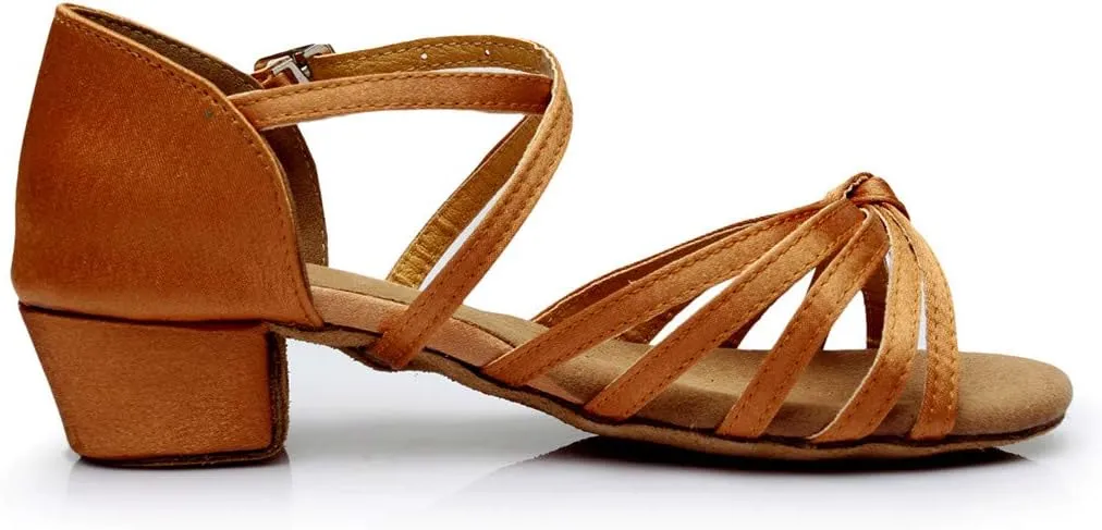Chunky Dress Shoes for Women Open Toe Latin Dance Shoes Professional Ballroom Sandals Low Block Heeled Sandals