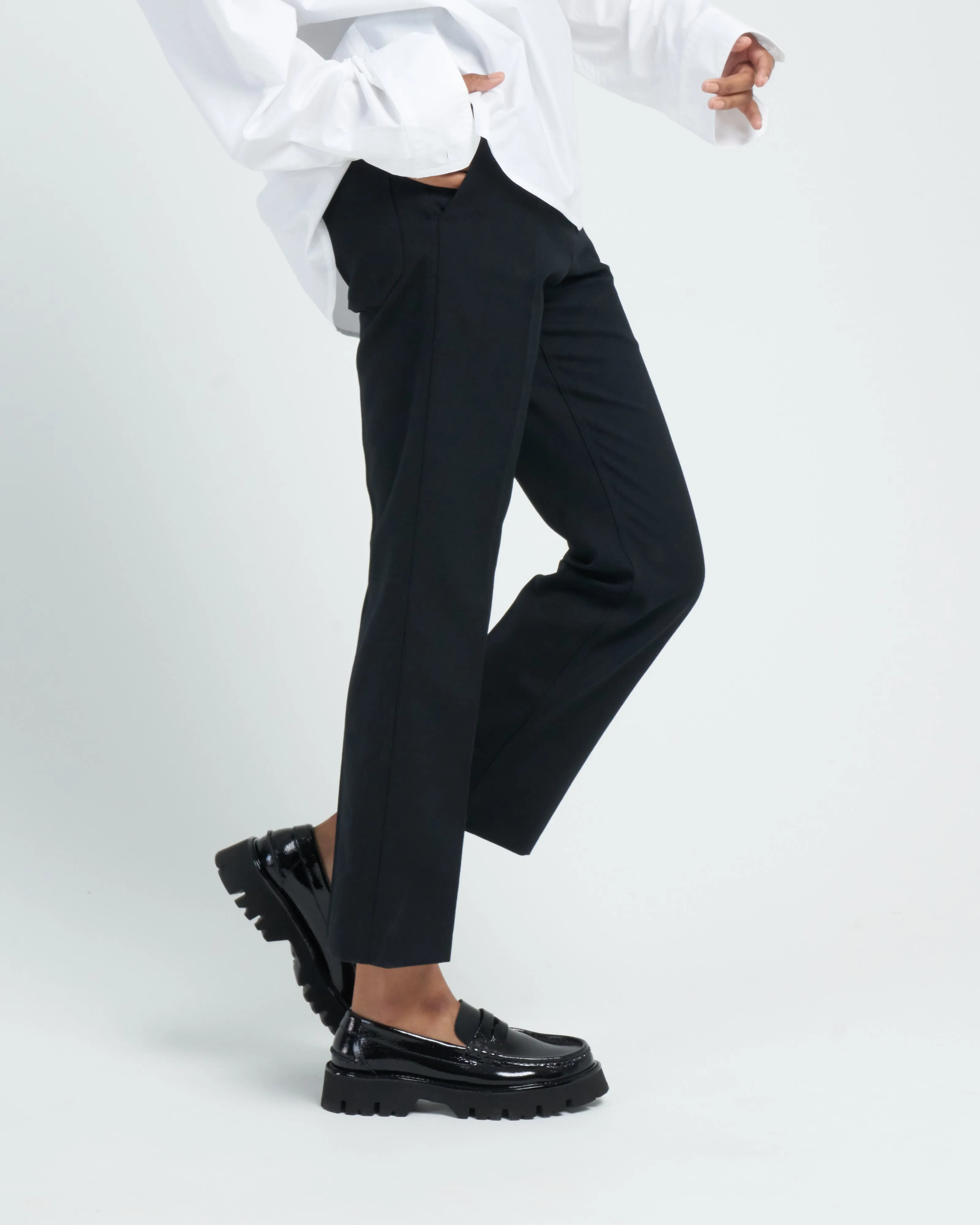 classic crease pants - black