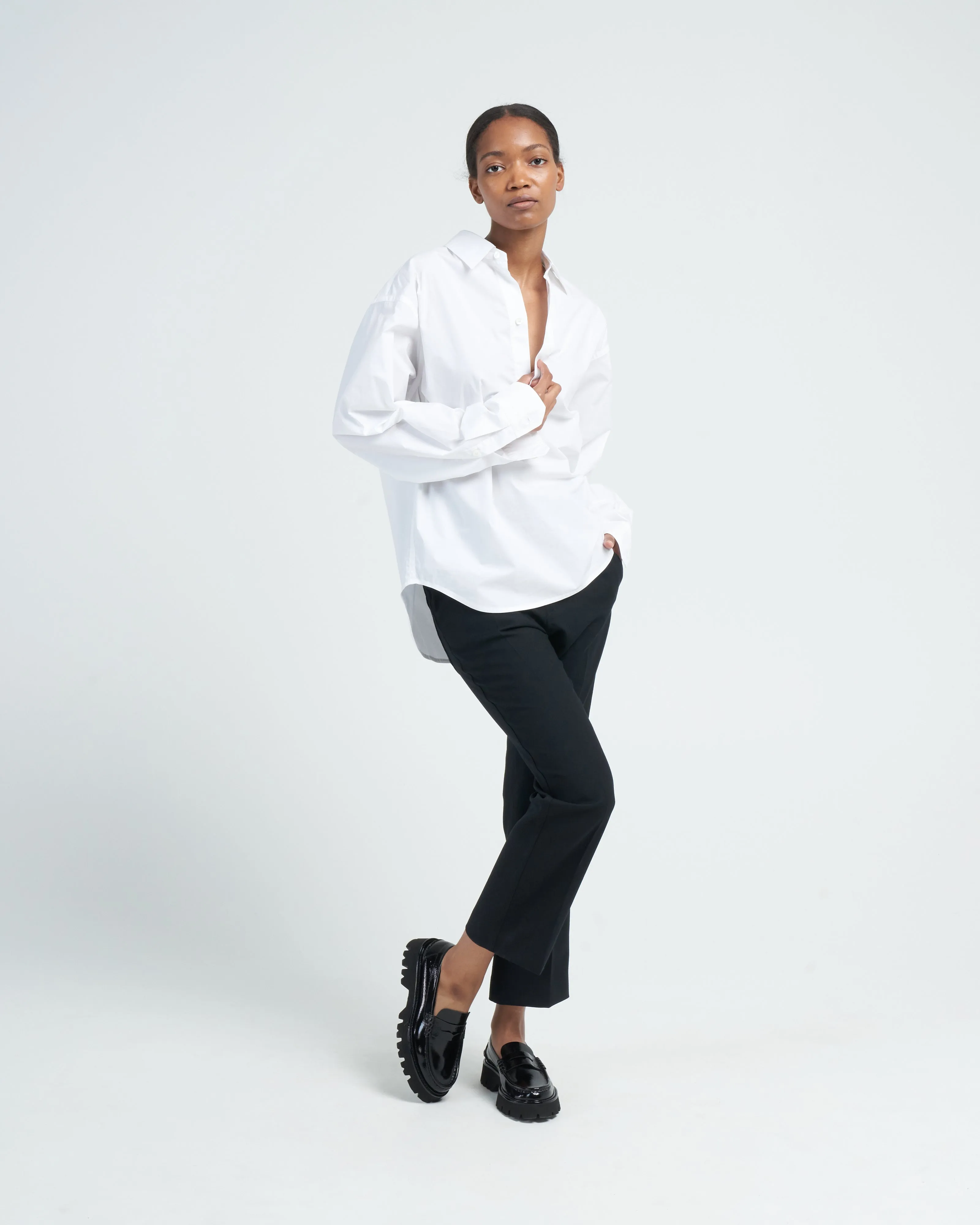 classic crease pants - black