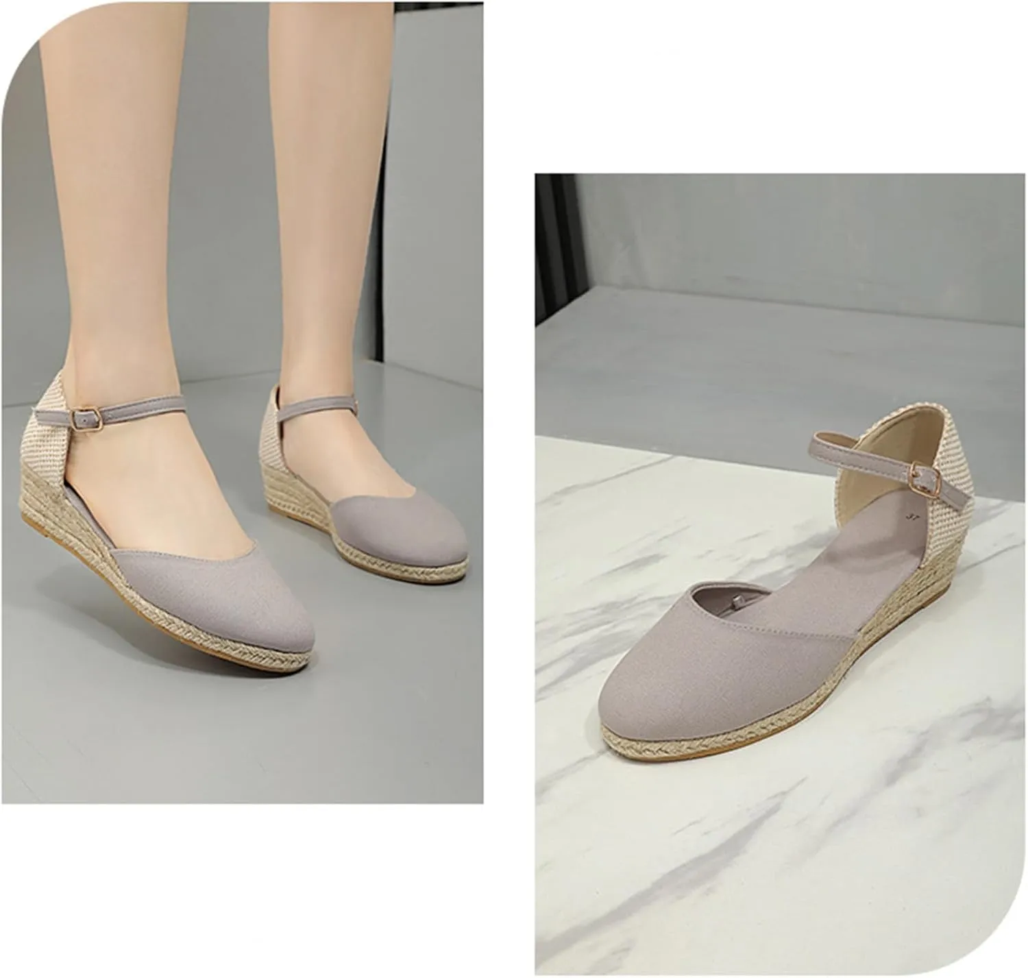 Closed Toe Sandals Women Summer Espadrille Platform Wedge Sandals Arch Support Outdoor Beach Slippers Comfortable Orthopedic Sandal Buckle Strap Casual Shoes