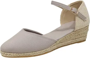 Closed Toe Sandals Women Summer Espadrille Platform Wedge Sandals Arch Support Outdoor Beach Slippers Comfortable Orthopedic Sandal Buckle Strap Casual Shoes