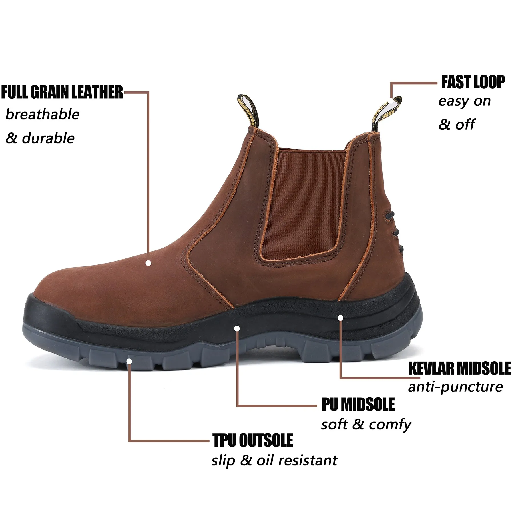 CRZ 802 /CRZ 822 Soft/Composite Toe 6" Slip On Composite Toe Waterproof Slip Resistant Anti-Static Mens Work Boots