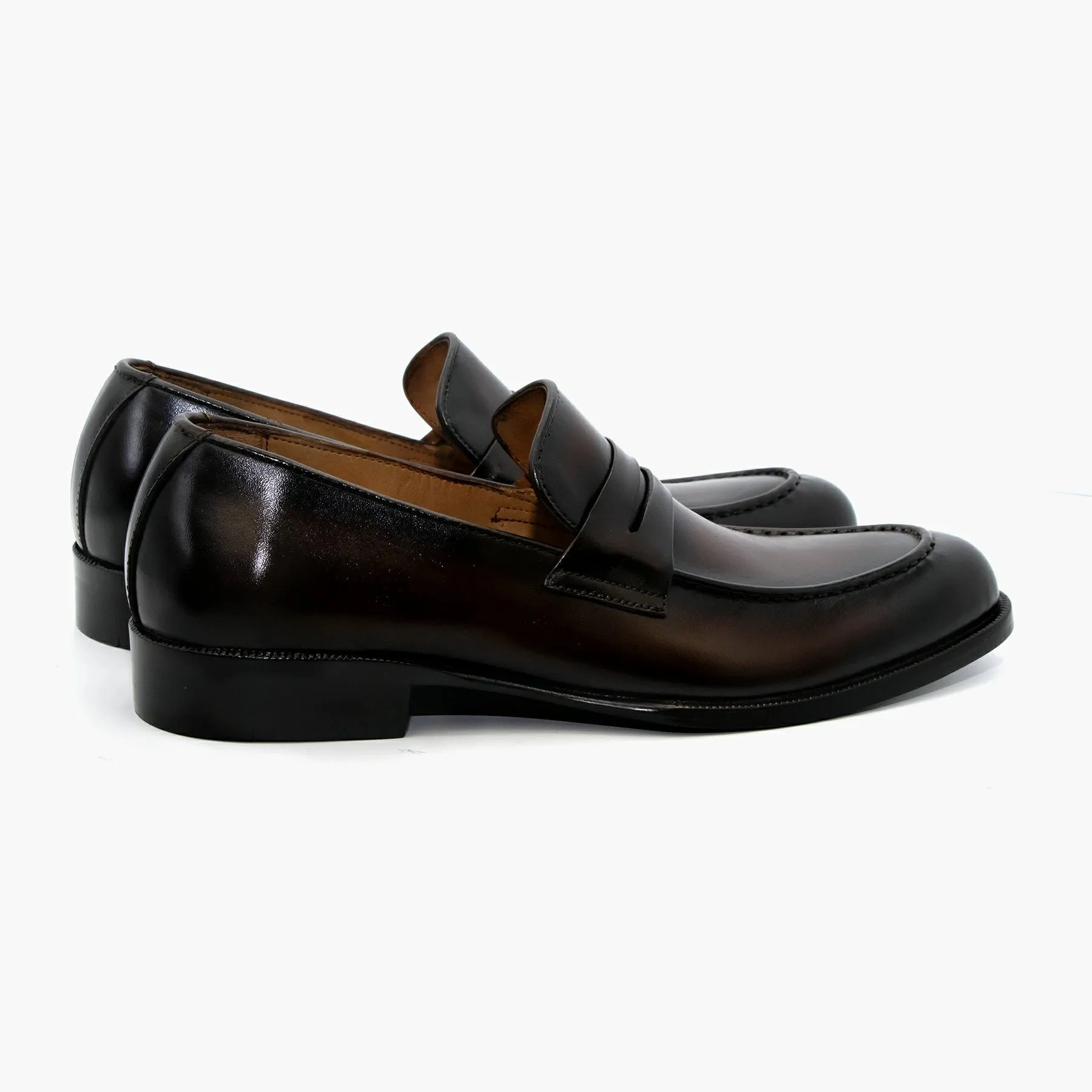 Dark Brown Penny Loafers Leather Shoes