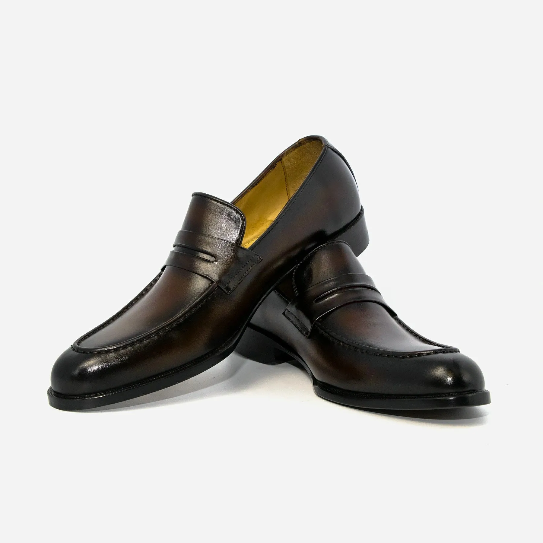 Dark Brown Penny Loafers Leather Shoes