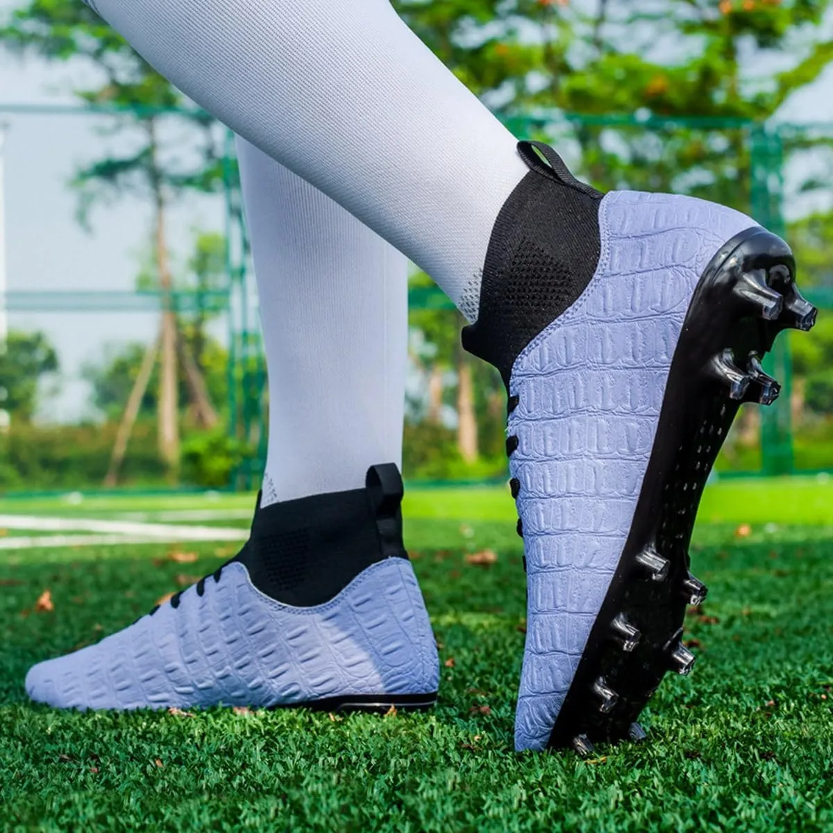 DHOVOR Men's Women's Soccer Cleats Light-Weight Athletics Football Shoes High-Top Football Boots Outdoor Soccer Shoes