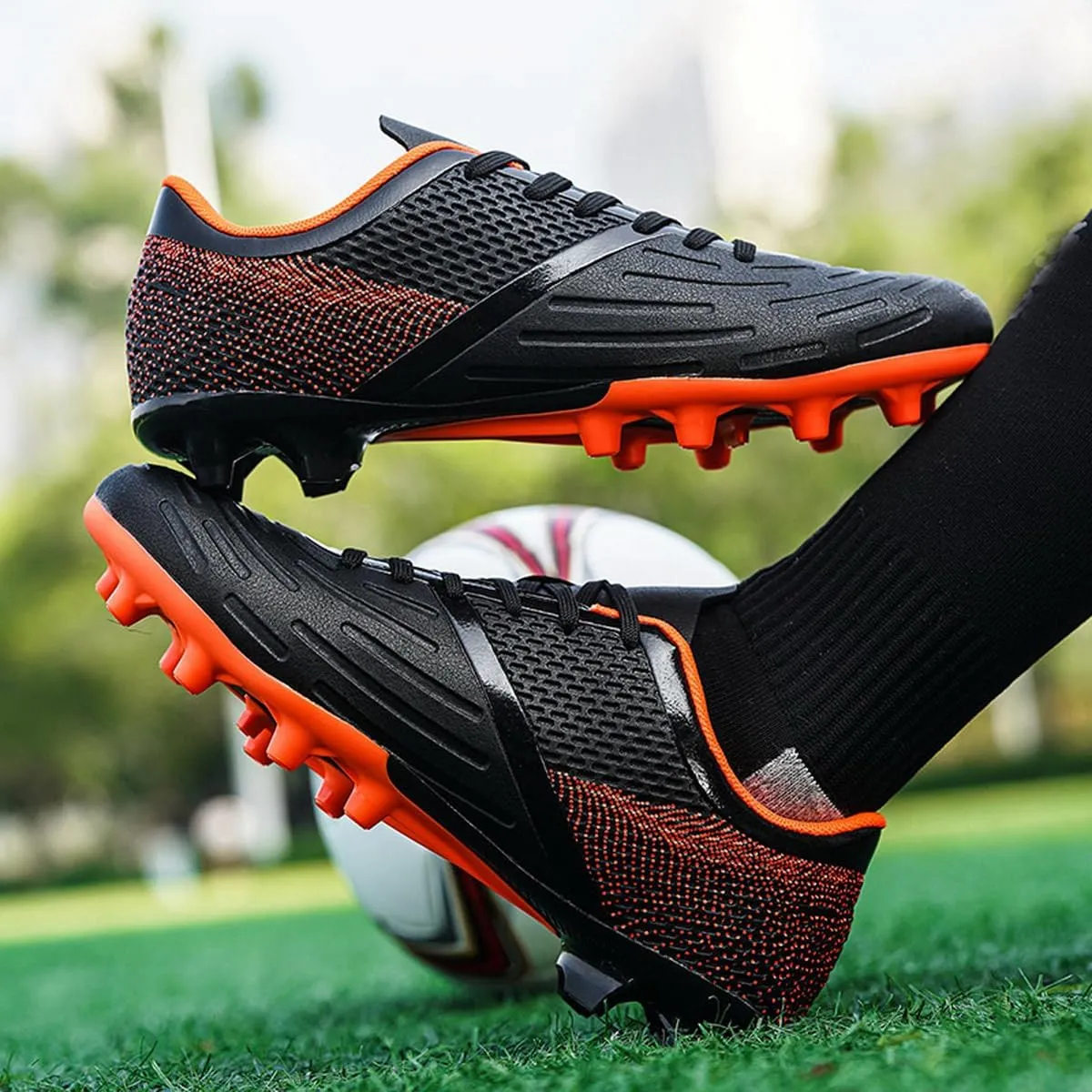 DHOVOR Soccer Cleats for Men's Football Shoes Youth Lightweight Football Cleats Athletics Football Trainers Outdoor Soccer Shoes Men