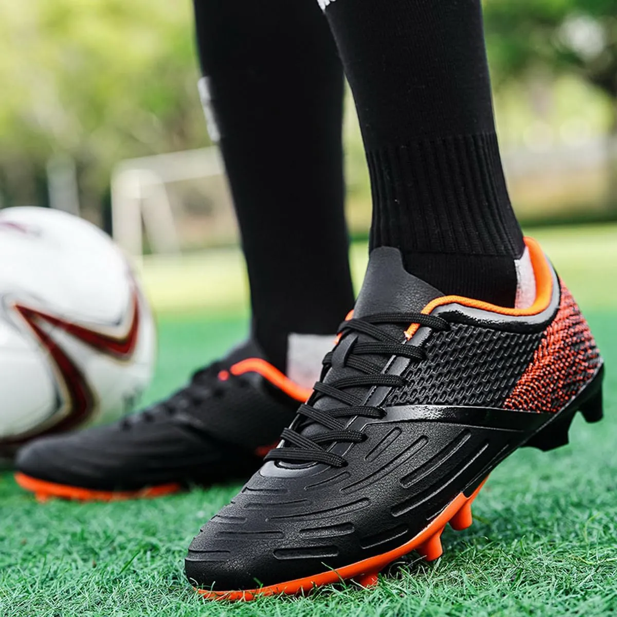 DHOVOR Soccer Cleats for Men's Football Shoes Youth Lightweight Football Cleats Athletics Football Trainers Outdoor Soccer Shoes Men