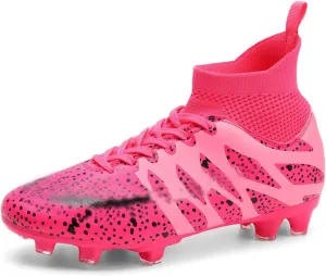 DHOVOR Womens Soccer Cleats Youth Football Cleats High-Top Athletics Football Trainers Outdoor and Indoor Soccer Shoes