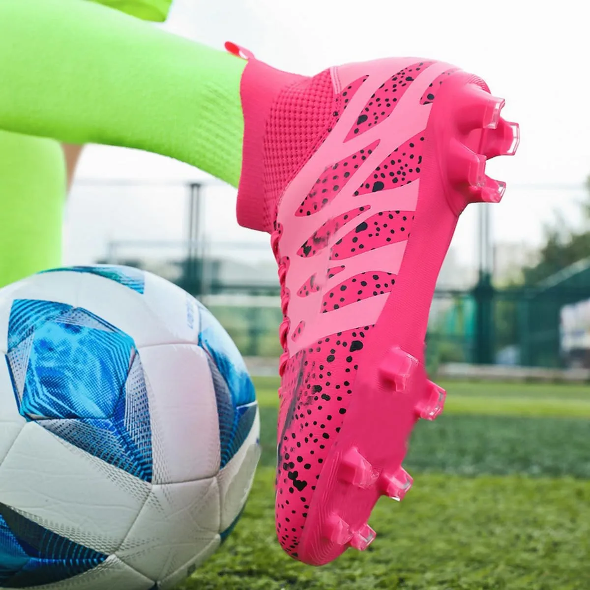 DHOVOR Womens Soccer Cleats Youth Football Cleats High-Top Athletics Football Trainers Outdoor and Indoor Soccer Shoes